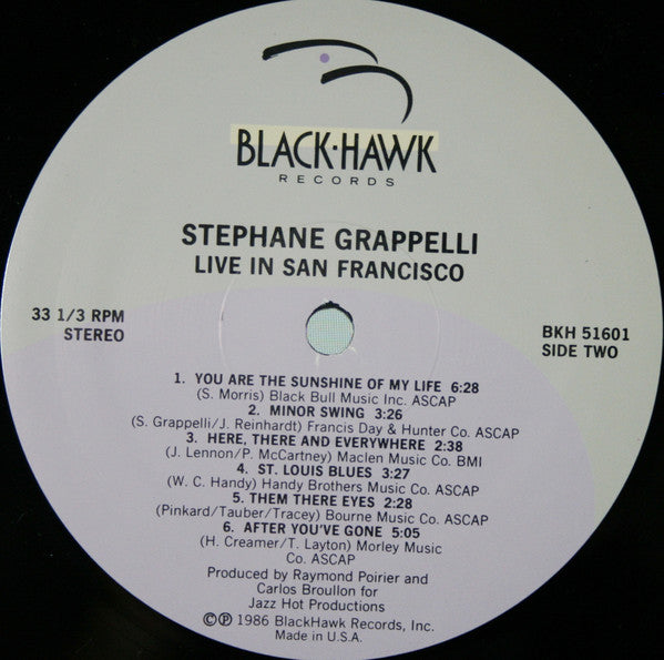 Stéphane Grappelli : Live In San Francisco (LP, Album)