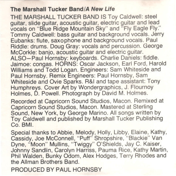 The Marshall Tucker Band : A New Life (CD, Album, RE, RM)