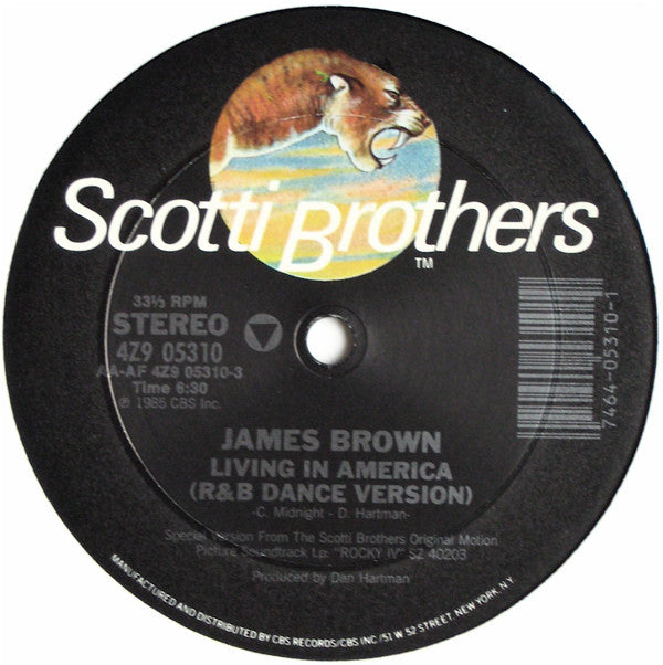 James Brown : Living In America (12" Extended Dance Mix) (12", Single, Pit)