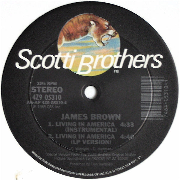 James Brown : Living In America (12" Extended Dance Mix) (12", Single, Pit)