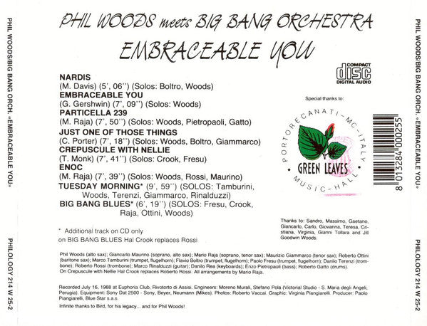 Phil Woods Meets Big Bang Orchestra : Embraceable You (CD, Album)