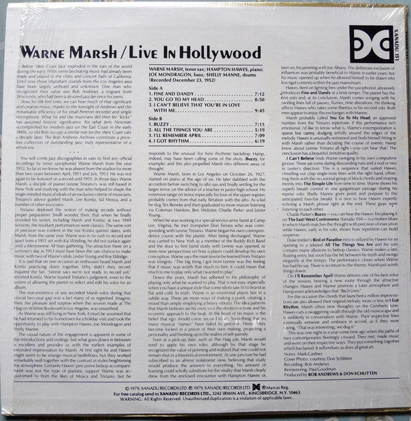 Warne Marsh : Live In Hollywood (LP, Album, RE, RM)