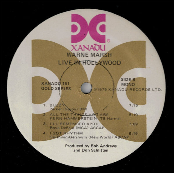 Warne Marsh : Live In Hollywood (LP, Album, RE, RM)