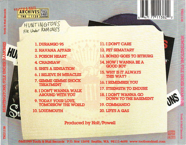 Huntingtons : File Under Ramones (CD)