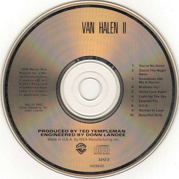 Van Halen : Van Halen II (Album,Reissue,Club Edition)
