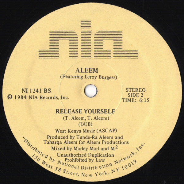 Aleem Featuring Leroy Burgess : Release Yourself (12")