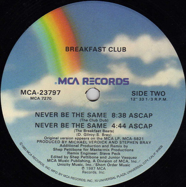 Breakfast Club : Never Be The Same (12", Single)