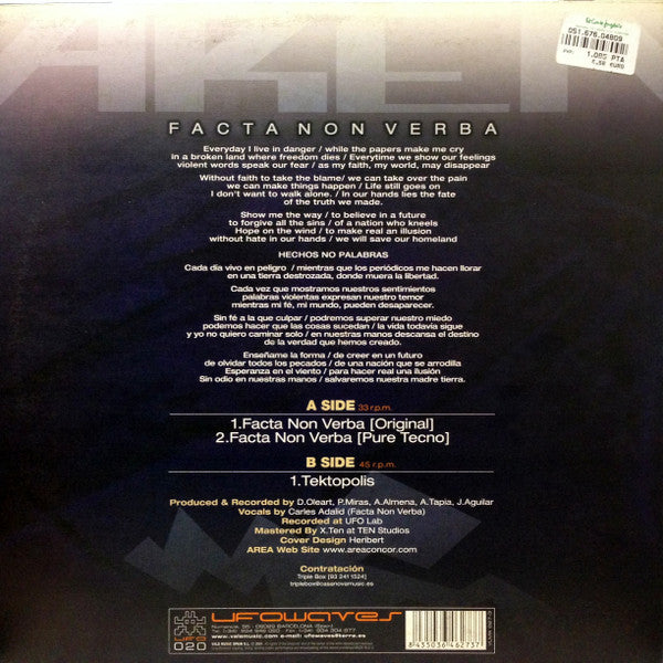 Area : Facta Non Verba (12", Maxi)