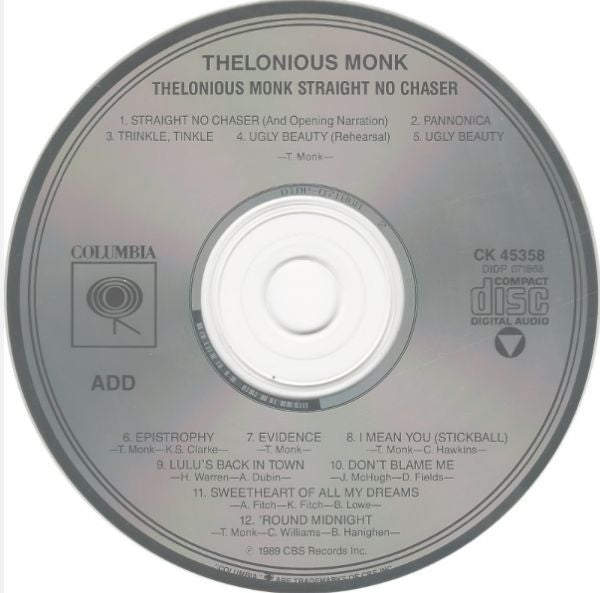 Thelonious Monk : Straight No Chaser (Music From The Motion Picture) (CD, Album)