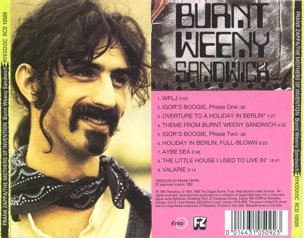 Frank Zappa : Burnt Weeny Sandwich (CD, Album, RE, RM, Dis)