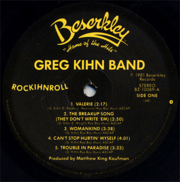 Greg Kihn Band : Rockihnroll (LP, Album, AR )