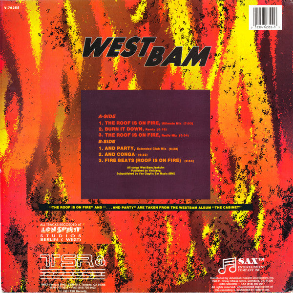 WestBam : The Roof Is On Fire! / And Party (12")