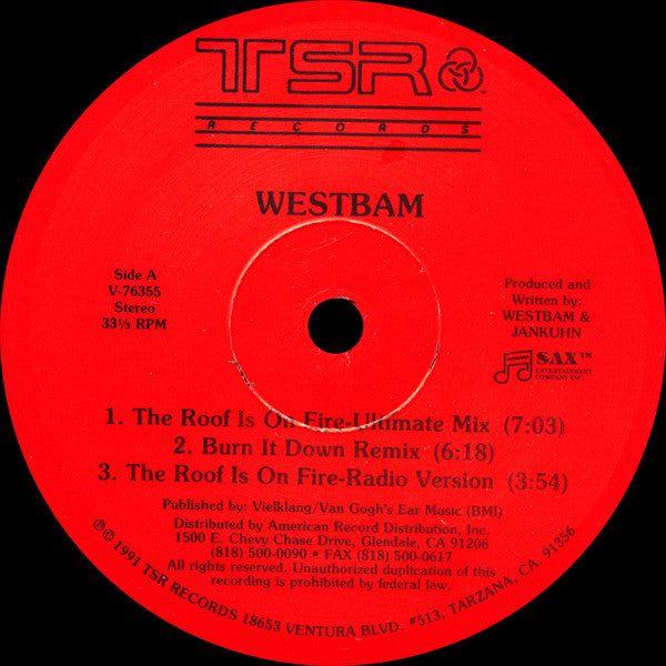 WestBam : The Roof Is On Fire! / And Party (12")