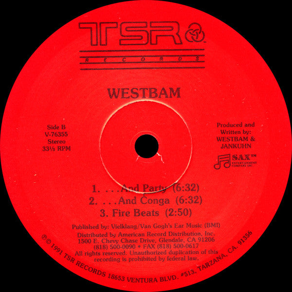 WestBam : The Roof Is On Fire! / And Party (12")