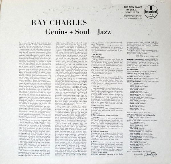 Ray Charles : Genius + Soul = Jazz (LP, Album, Gat)