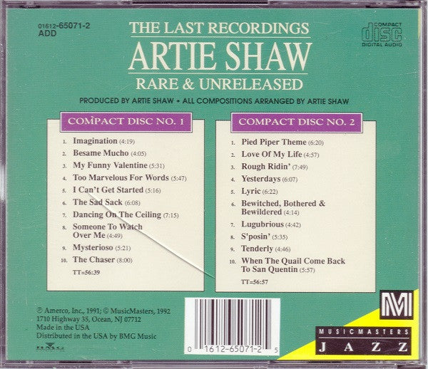 Artie Shaw : The Last Recordings Rare & Unreleased (2xCD, Comp)