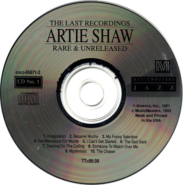Artie Shaw : The Last Recordings Rare & Unreleased (2xCD, Comp)