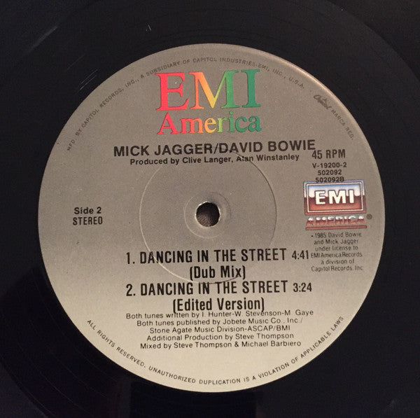 David Bowie and Mick Jagger : Dancing In The Street (12", Single)