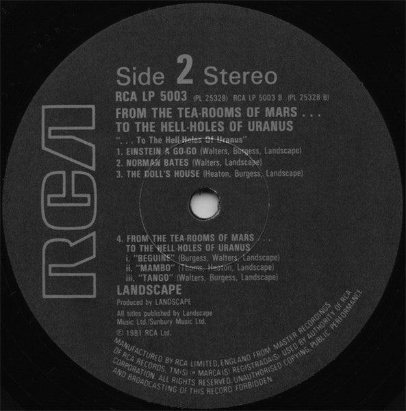Landscape : From The Tea-Rooms Of Mars .... To The Hell-Holes Of Uranus (LP, Album)