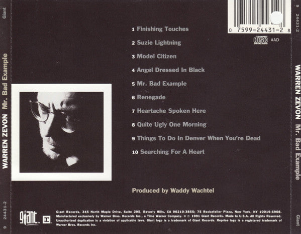 Warren Zevon : Mr. Bad Example (CD, Album)