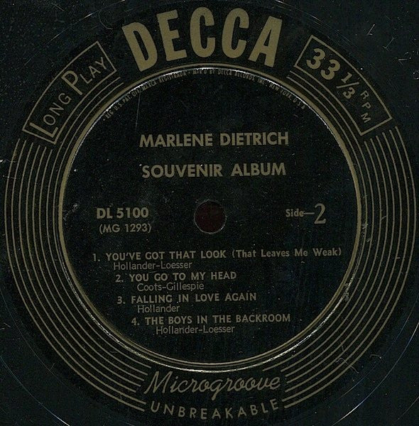 Marlene Dietrich : Souvenir Album (10", Comp)