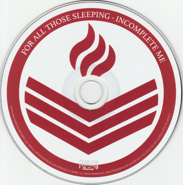 For All Those Sleeping : Incomplete Me (CD, Album)