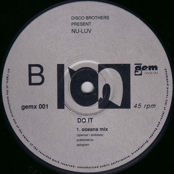 Disco Brothers (2) Present Nu-Luv Featuring Tongue N Cheek : Is This A Dream? / Do It (12",33 ⅓ RPM,45 RPM)