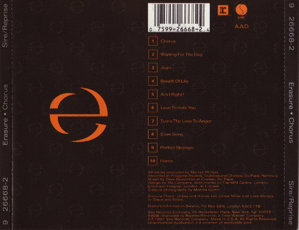 Erasure : Chorus (CD, Album, All)
