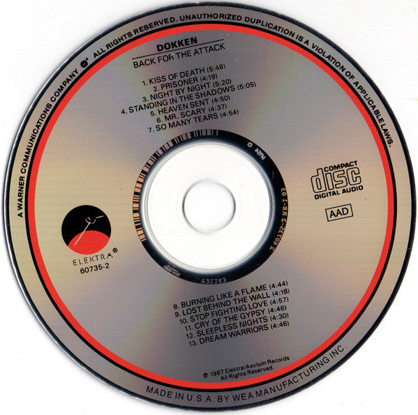 Dokken : Back For The Attack (CD, Album, RE, RP)