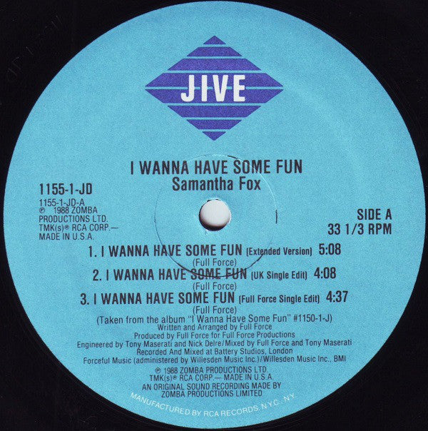 Samantha Fox : I Wanna Have Some Fun (12")