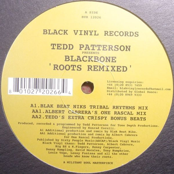 Tedd Patterson Presents Blackbone : Roots Remixed (12")