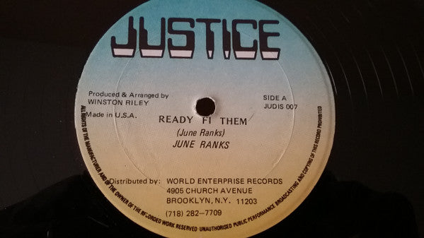 Junie Ranks, Winston Riley All Stars* : Ready Fi Them (12")