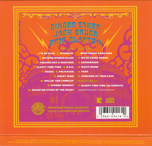Cream (2) : Royal Albert Hall - London - May 2-3-5-6 05 (2xCD, Album)