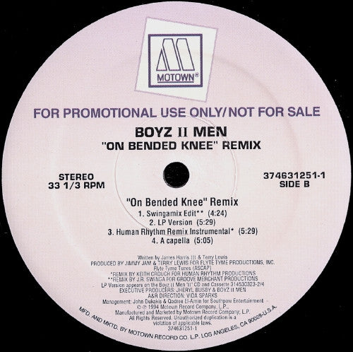 Boyz II Men : On Bended Knee (Remix) (12", Promo)