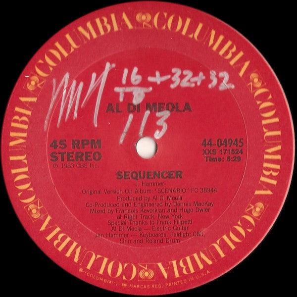 Al Di Meola : Sequencer (Special 12" Mixes) (12")