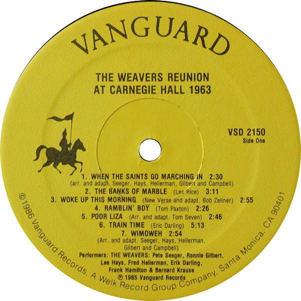 The Weavers : Reunion At Carnegie Hall · 1963 (LP, Album, RE, Ste)