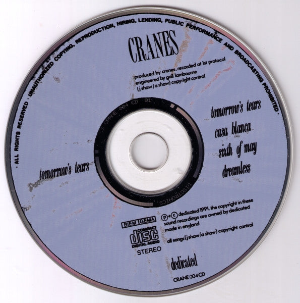 Cranes : Tomorrow's Tears (CD, Single)