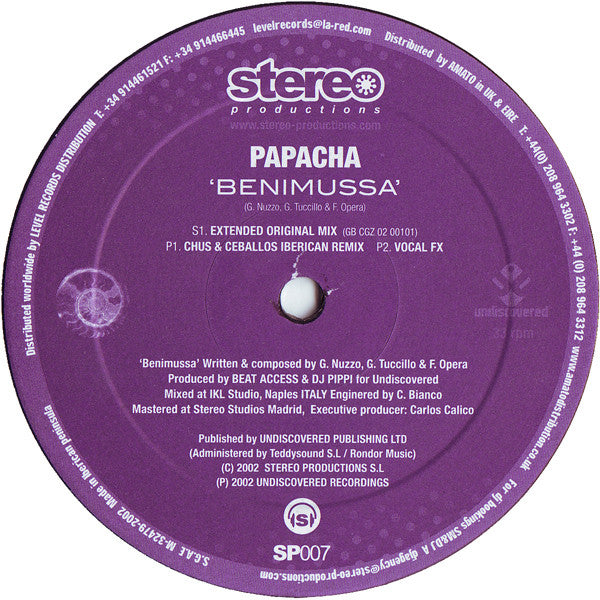 Papacha : Benimussa (12")
