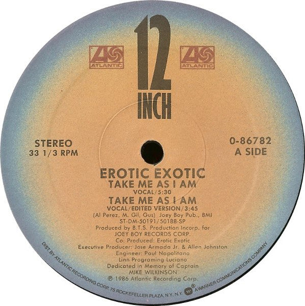 Erotic Exotic : Take Me As I Am (12")
