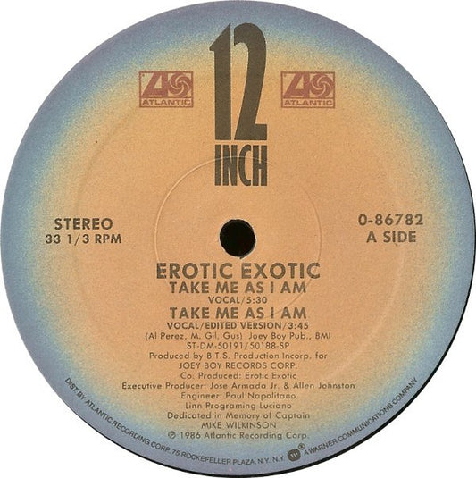 Erotic Exotic : Take Me As I Am (12")