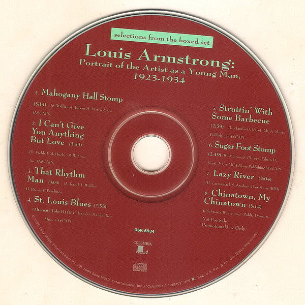 Louis Armstrong : Selection From The Boxed Set: Portrait Of The Artist As A Young Man: 1923-1934 (CD, Smplr)
