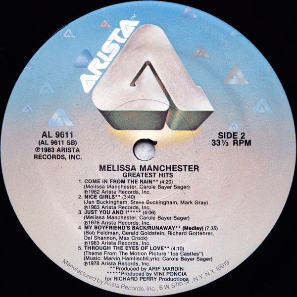 Melissa Manchester : Greatest Hits (LP, Comp, Mon)