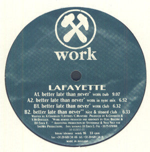 Lafayette : Better Late Than Never (12",33 ⅓ RPM)