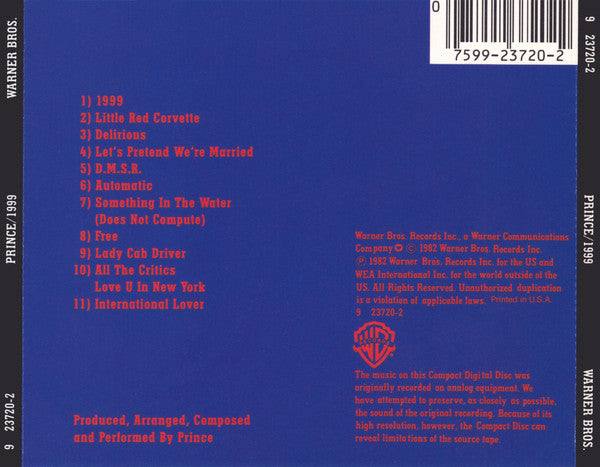 Prince : 1999 (CD, Album, RE, SRC)