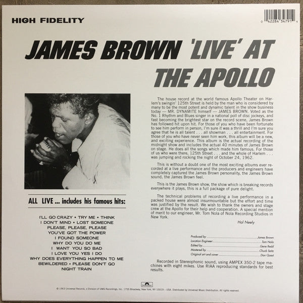 James Brown : 'Live' At The Apollo (LP, Album, Ltd, RE, RM, Pur)