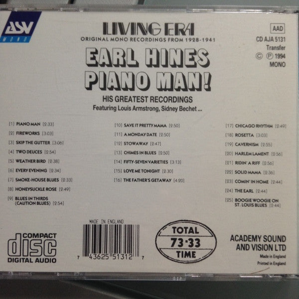 Earl Hines : Piano Man! (CD, Comp, Mono)