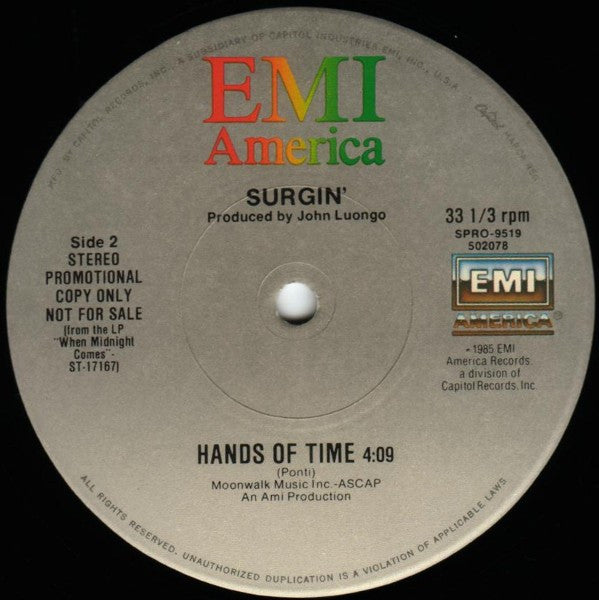 Surgin' : Hands Of Time (12", Promo)