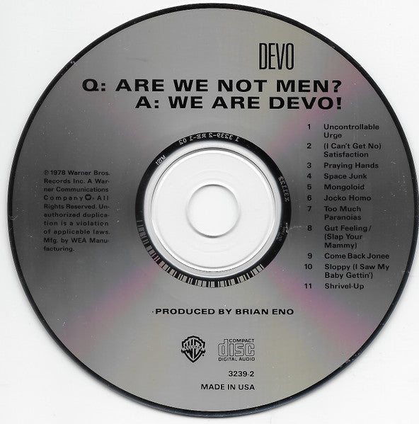 Devo : Q: Are We Not Men? A: We Are Devo! (CD, Album, RE, Cin)