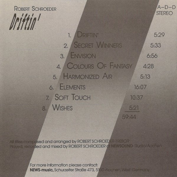 Robert Schroeder* : Driftin' (Elektronische Balladen) (CD, Album)