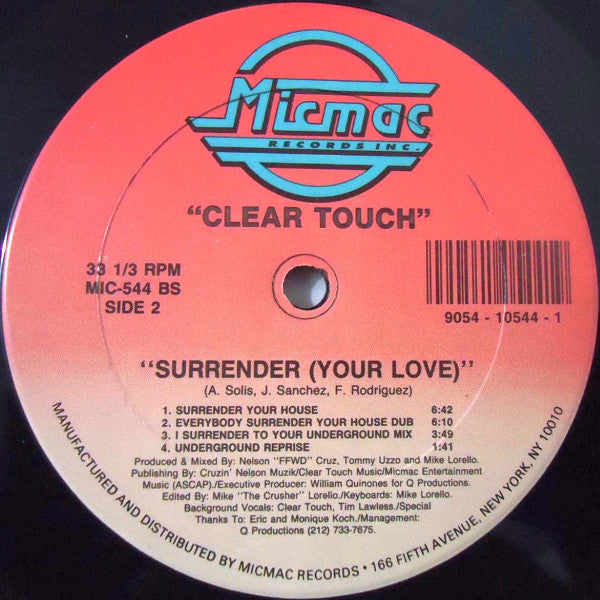 Clear Touch : Surrender (Your Love) (12")